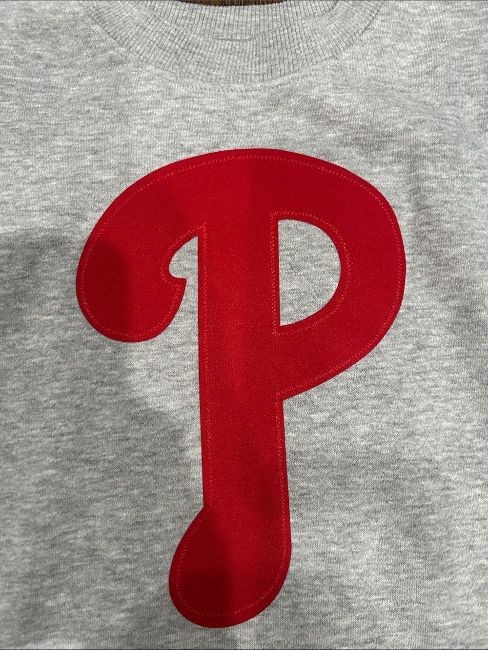 Phillies Gray Crewneck Sweatshirt with Red Satin Logo - Picture 3 of 3